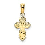 14k Yellow Gold Orthodox Cross for Women, Miniature 8x8mm Size Cross Pendant with IC XC Inscription, Greek Orthodox Crucifix Necklace Women, Russian and Eastern Religious Jewelry