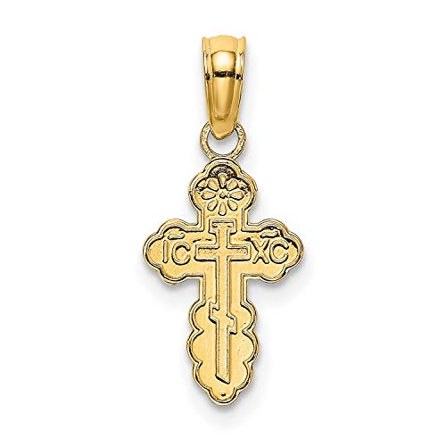 14k Yellow Gold Orthodox Cross for Women, Miniature 8x8mm Size Cross Pendant with IC XC Inscription, Greek Orthodox Crucifix Necklace Women, Russian and Eastern Religious Jewelry
