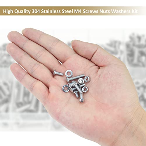 Kindroufly KINDROUFLY-SCREW-KIT 382 Pieces M4 X 5/6 /8/10 /12/16 /20Mm Button Head Socket Cap Screws Nuts Washers Assortment Kit, 304 Stainless Steel, Fully Machine Thread thumb #4