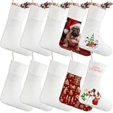 Croknit Sublimation Christmas Stocking Sublimation Blanks Sublimation Christmas Decoration Sublimation Xmas Fireplace Hanging Stockings Short Plush Stockings for Xmas Decor Gift Ornaments (10 Pieces)
