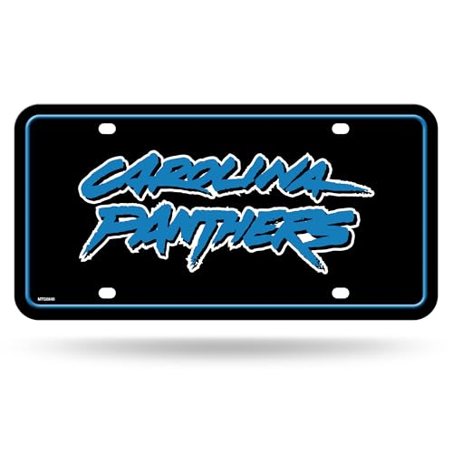 Rico Industries NFL Football Carolina Panthers Modern Retro Metal Auto Tag 6" x 12" - Great for Truck/Car/SUV