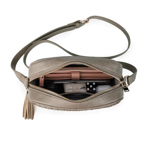 Image of AFKOMST Woven Crossbody Bag, Small Summer Purse and Boho Bag for Women | Vegan Leather, Roomy Space, 2.3L Capacity, fits iPad mini /Long Wallet /Kindle, Versatile for Daily Use /Casual /Date /Office