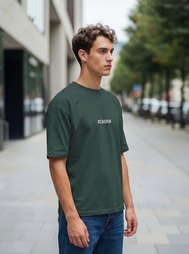 Image of BULLMER Trendy Front and Back Printed Oversized Round Neck T-Shirt for Men - Pack of 2