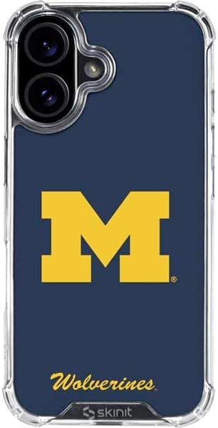 Skinit Clear Phone Case Compatible with iPhone 16 - Officially Licensed University of Michigan M Logo Bold Design