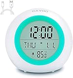 Kids Alarm Clock, Newest Version with Rechargeable Lithium Battery, 7 Color Changing Night Light, Snooze, Touch Control, Temperature for Children Bedroom, Digital Clock for Kids Girls Boys Gifts