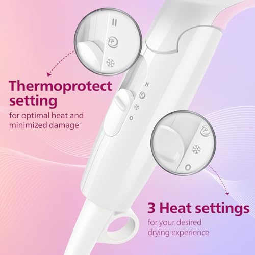 Image of Philips India's No.1 Hair Styling Brand - Foldable Hair Dryer | 1200W | Fast Blow Dry | 2 Heat Settings | ThermoProtect Tech |Travel-Friendly, Quick Dry | Frizz Control For Indian Hair | HP8120