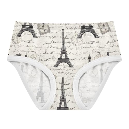 Cotton Girls Underwear Toddler Vintage Eiffel Tower Postcards Panties for Girl Personalized Briefs Underpants 2t