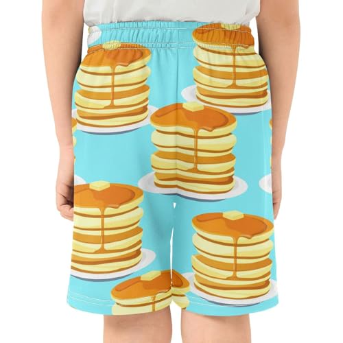 J JOYSAY Syrupy Pancake Stack Boys Athletic Shorts Kids Youth Casual Shotrs with Elastic Waistband Pockets3