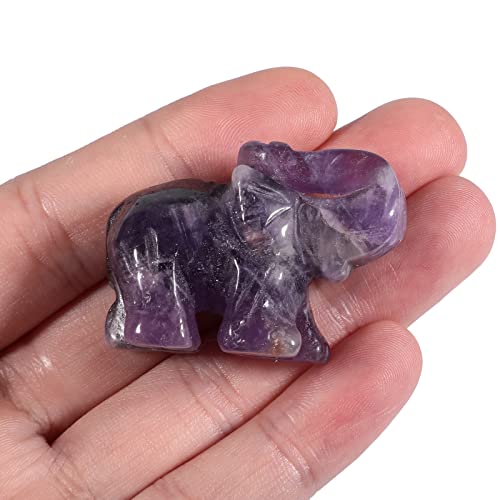 Lovionus89 Small Handcarved Elephant Crystal Statue, Home Office Guardian Animal Sculpture Decor 1.5 Inches,Amethyst - Image 2