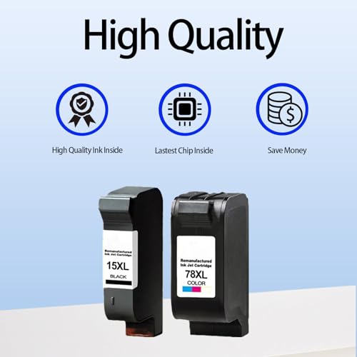 Image of 15XL 78XL 15 78 High Yield Ink Cartridge Use for Deskjet 920 940 3820 PSC 720 750 Officejet V30 V40 Printers (1 Black 1 Tri-Color)