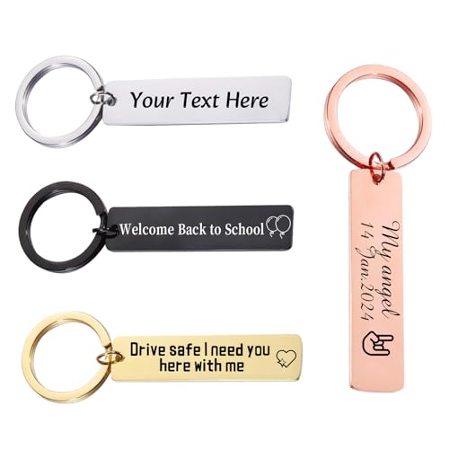 Jubope Customized Double-Sided Keychain Stainless Steel Personalized Engraved Text Name Keychain Gifts For Men And Women cover