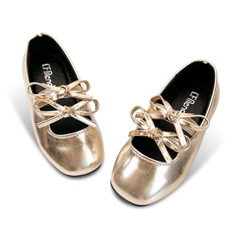 Image of Toddler Girls Mary Jane Dress Shoes Little Kids Ballet Flats Bowkont Flower Wedding Party School Princess Shoes