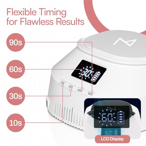 M Beauty Studio M - GlowPro Professional Hybrid 86W Wireless Rechargeable UV LED Nail Curing Lamp Cordless Nail Dryer for Gel Nails, Manicure, Pedicure (White)