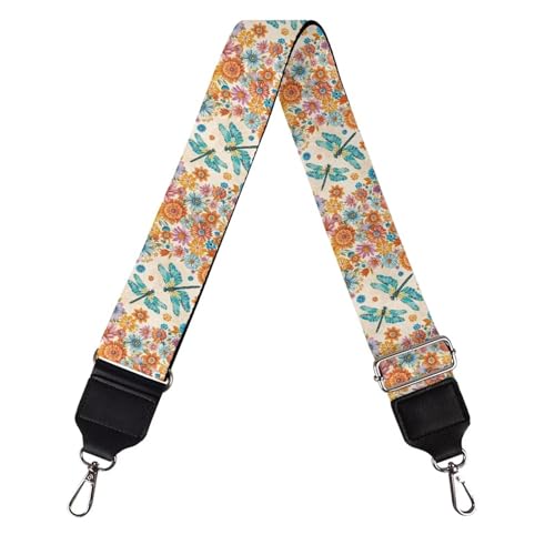 Image of Talayituse Boho Mandala Dragonfly Print Shoulder Strap Wide Purse Bag Strap Adjustable Replacement Belt Luggage Crossbody Shoulder Bag Strap for Women Girls