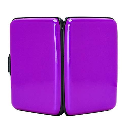 Image of Elfish Mini RFID Aluminum Wallet Credit Cards Holder Business Card Case Metal ID Case for Men Women (Purple)