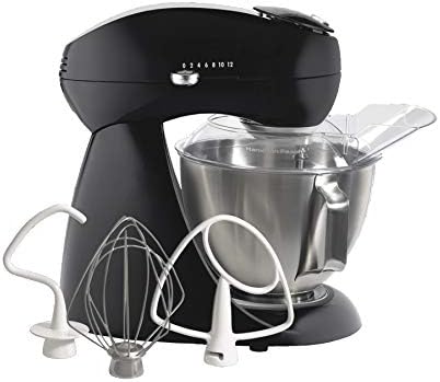 Hamilton Beach All-Metal 12-Speed Electric Stand Mixer, Tilt-Head, 4.5 Quarts, Pouring Shield, Licorice (63227)