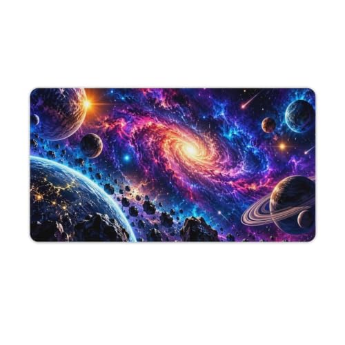 Galaxy Computer Mouse Pad Blue Purple Nebula Art Print Gaming Desk Mat