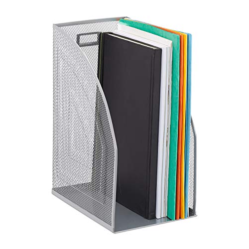 Porta Fascicoli In Metallo A 5 Scomparti - Griglia Nera Per Scrivania Ufficio