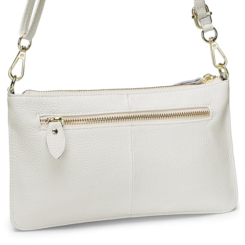 Image of YALUXE Genuine Leather Wristlet Handbags Purses Cell Phone Pocket Clutch Wallet Crossbody Bags for Women