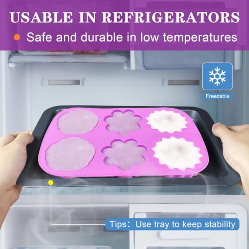 Image of Walfos Silicone Flower Soap Mold,6 Cavities Different Flower Shapes Soap mold BPA Free.Perfect for Homemade Craft Soap,Ice,Mousse,Cake,Jelly,Chocolate.(2pcs Purple)