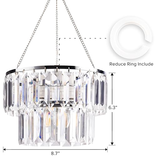 Papaya 710-1 2 Tiers Modern Acrylic Crystal Chandelier Shades Clear Crystals Lamp Shade Light Shade Decorative Pendant thumb #2