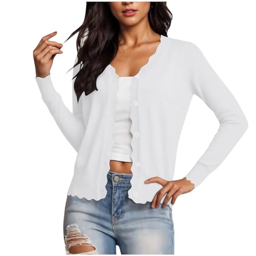 Women's Cardigans UK Sale Knit Long Sleeve V Neck Button Down Cardigan Lightweight Open Front Cardigans for Women Shrugs Solid Color Jumper Classic Cardigan Sweater for Spring Summer Autumn - Image 4