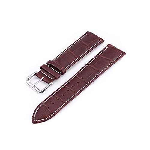 Preisvergleich Produktbild NDYD Classic Personality Grain Strap Lederarmband Uhrenzubehör Hochwertiges Armband 24mm Braun weiße Linie