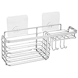 Joyfamy Rustproof Hanging Shower Caddy with Hooks, Wall Mounted Adhesive Bathroom Shower Shelf...