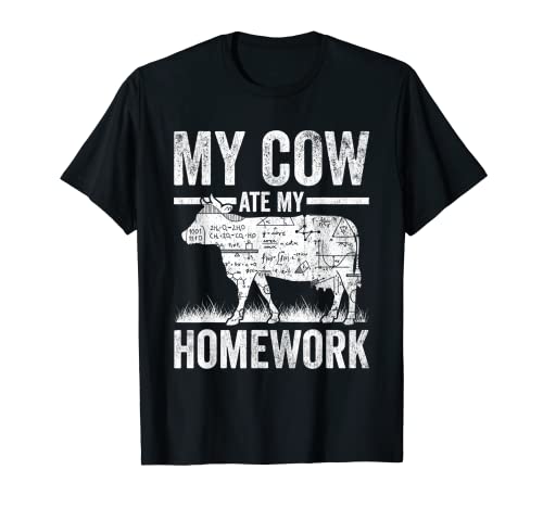 Cow Homework Funny Farm Animals Lover Parent School Camiseta