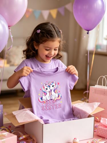 Image of Funnycokid Big Sister Shirts for Girls Pregnancy Announcement Toddler Promoted to T-Shirt 1-7 Years