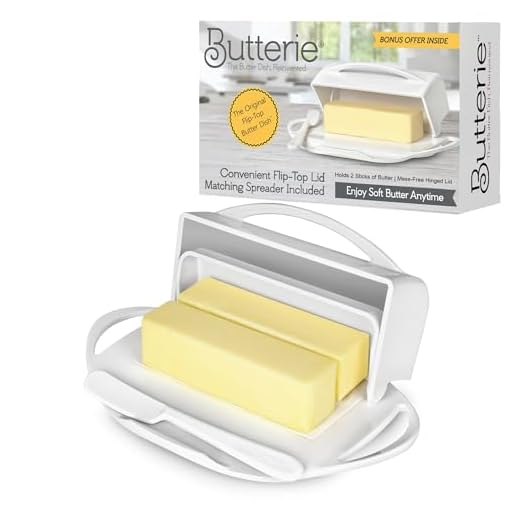 Butterie Flip-Top Butter Dish with Matching Spreader (White)