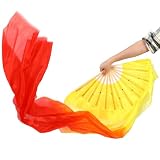 CANIGHT Ventaglio per Danza del Ventre in Seta Effetto Sfumato, Pieghevole e Facile da Usare, Accessorio Elegante per Danza Moderna Femminile