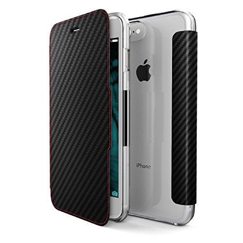 X-Doria iPhone 7 Plus Case, Engage Folio Series - Wallet Case with Clear Back, Protective Case for Apple iPhone 7 Plus, [Black Carbon Fiber]