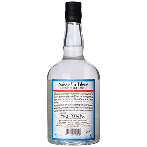 Absinthe Suisse La Bleue von ALANDIA | Tradition aus der Schweiz | 53% | Original mit dem Prohibitionsmönch | (1x 0,7 l)