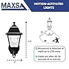 Maxsa 44219 Premium Wireless Battery-Powered Motion-Activated Decorative Outdoor Wall Sconce Lighting Fixture, Cool White LED, Metal Housing, Black