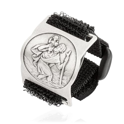 NKlaus Motorrad Plakette Christoporus 2,9cm Schutzpatron der Fahrer Kletthalter dehnbar 11439