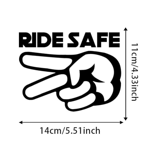 Image of 2PCS Ride Safe 2 Fingers Down Vinyl Decal 5.51 inchx4.31 inch for Motorcycles, Cars, Windows - Biker Respect Design, Waterproof & Durable Car Decal Sticker | #AZ79 (Black)