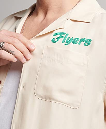 Superdry Para Hombre. M4010621A Camisa Vintage Bowling Beige (Xxl), Casual, Viscosa, Manga Corta - 3