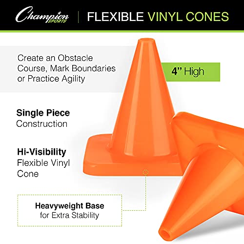 Champion Sports C4SET Hi Visibility Flexible Vinyl Cones, Multicolored, 4" by Champion Sports - Image 4