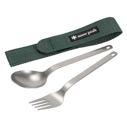 Ensemble fourchette et cuillère SCT-002 Snow Peak en titane compact pour bivouac et camping