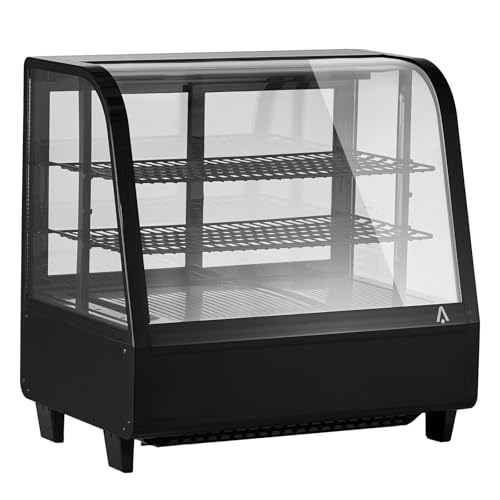 Image of GarveeLife Commercial Display Refrigerator, 3.5 Cu.Ft. Pastry Display Case for Bakery with LED, Frost-Free, Sliding Door, Commercial Fridge Display Case for Cafe and Restaurant, 4-Tier Design, Black