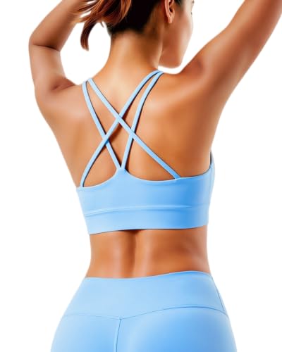 Image of Grace Form Sports Bra for Women Strappy Medium Support Push Up Padded Sports Bra for Running Workout Bra Yoga Bra
