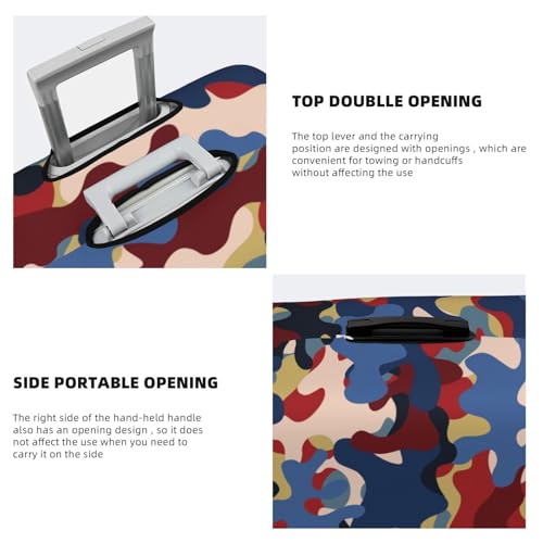 Luggage Cover Protector - Navy Red Camo Print Fit 29-32 Inch Suitcase Covers for Luggage4