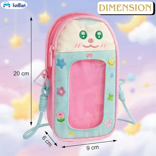 Image of FunBlast Pencil Pouch for Kids, Girls - Large Capacity Multipurpose Stationery Zipper Pouch with Hanging Strap for Kids & Adults, Kawaii Aesthetic Pencil Case Organizer for Girls (Pink-)