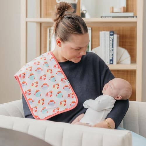 Image of Copper Pearl Premium Baby Burp Cloths - 3-Pack Large Cotton Burp Cloths, Extra Soft Spit Up Rags with 3 Absorbent Layers, Perfect for Baby Boy and Baby Girl Gifts (21 inch x 10 inch Size, Elmo Heart Candies)