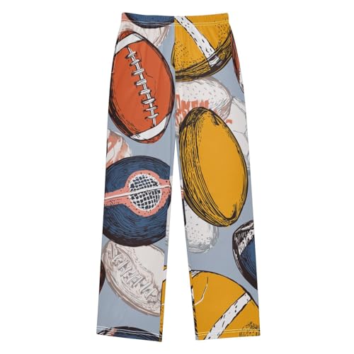 ZZXXB Footballs Pattern Boys Long Pants Soft Trousers Elastic Waist Kids Lounge Bottoms with Pockets S-XL