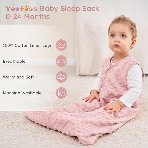 Image of Yoofoss Baby Sleep Sack 12-18 Months TOG 1.5 Fleece with Plush Dots 2 Pack