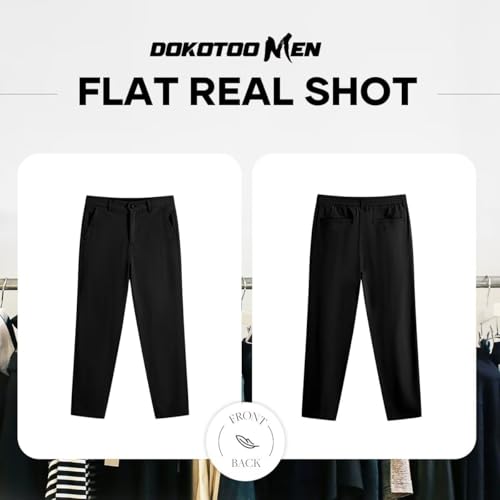 Mens Chino Pants Casual Stretch Waist Regular Fit Tapered Trousers with Pockets3