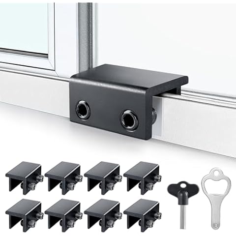 Window Locks (8 Sets), Window Locks for Up and Down Windows, Sliding Window Locks, Window Locks for Horizontal Sliding Windows, Child Proof Window Locks Security, Adjustable Window Stoppers (Black) Cover