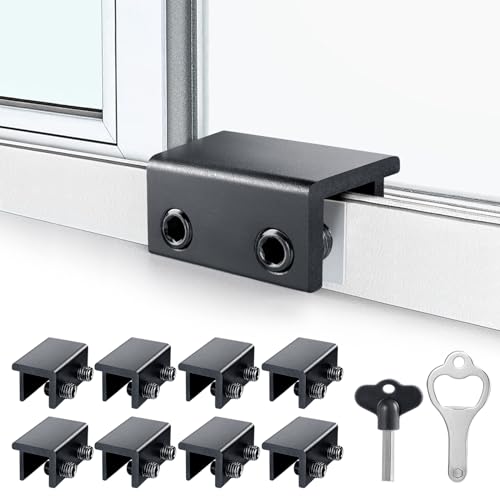 ZRFCXE Window Locks,8 Pack Sliding Window Locks with Key for Vertical & Horizontal Sliding Windows Doors,Easv to Install,Adjustable Security Window Lock for Patio Bedroom Home and Office (Black) by ZRFCXE - Used condition - US$19.66
